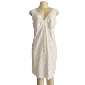 Liz Claiborne Sleeveless Dress size 12 with Empire waist Cotton white summer.